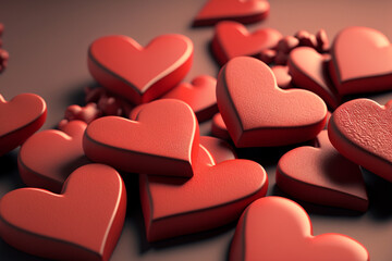 Obraz premium a pile of thin red hearts made by generative ai