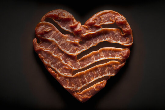 bacon in the shape of a heart made by generative ai