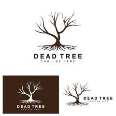 Tree Logo Design, Dead Tree Illustration, Wild Tree Cutting, Global Warming Vector, Earth Drought, Product Brand Icons