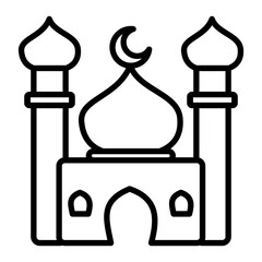 cute mosque symbol and icon, hand drawn mosque illustration