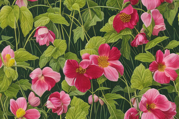 1900s Vintage Flowers Seamless Background