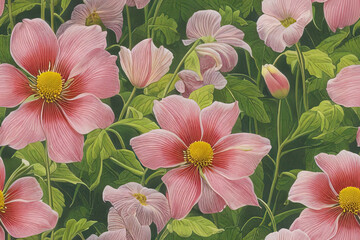 1900s Vintage Flowers Seamless Background