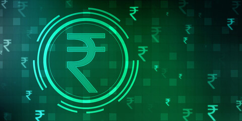 Indian Rupee symbol on financial Background, Growth of Indian stock market, Abstract finance background, Stock market Concept background