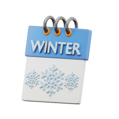 Winter Calendar 3D Icon Illustration