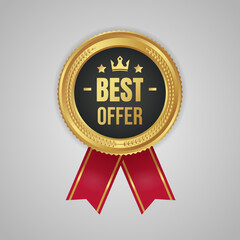 Best offer sale label medal vector