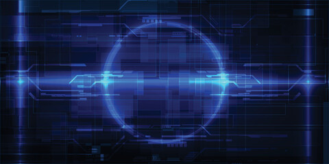Vector illustrations of futuristic halo blue digital horizon space with glowing element.Digital innovation communication and technology concepts. 