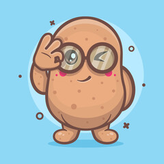 cute potato vegetable character mascot with ok sign hand gesture isolated cartoon in flat style design 