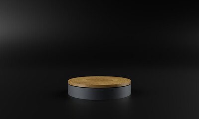 Wood base empty stand podium scene platform for product placement or advertising