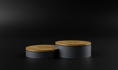 Wood base empty stand podium scene platform for product placement or advertising