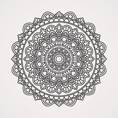 Decorative mandalas with precise flower shapes. Decorative ornaments in the oriental ethnic style. The outline of the doodle's hand draws a vector illustration. suitable for henna, coloring books