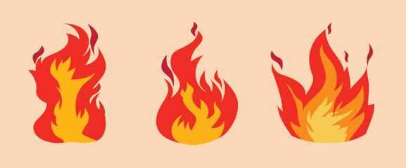 Fire flames set, Fire vector