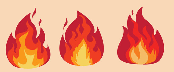 Fire flames set, Fire vector