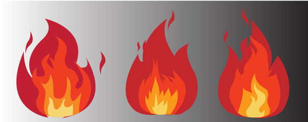 Fire flames set, Fire vector