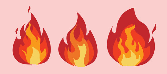 Fire flames set, Fire vector