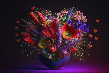Obraz na płótnie Canvas Bouquet of roses in vase Generative AI