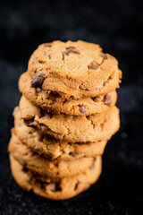 A pile of milk chocolate cookies. 