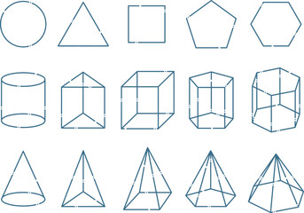 Fototapeta premium 数学などに使えるいろんな形の図形セット