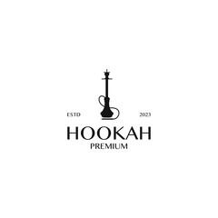 Flat hookah shisha smoking silhouette logo design vector template for cafe shop club lounge