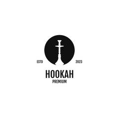Flat hookah shisha smoking silhouette logo design vector template for cafe shop club lounge
