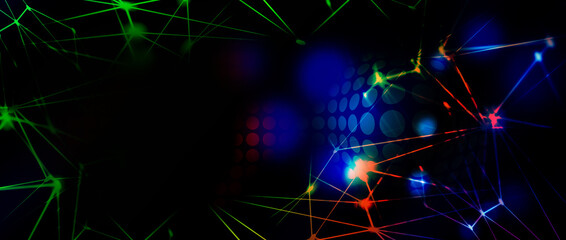 Panoramic abstract dot and triangle connection, Digital futuristic background. abstract, science,...