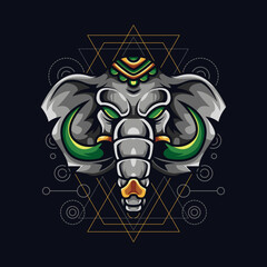 Elephant logo mascot illustration design