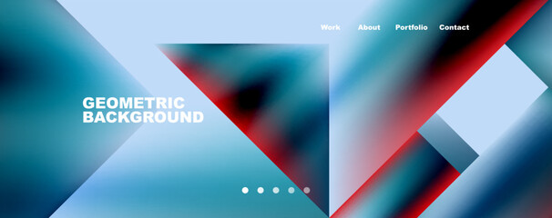 Trendy minimal geometric composition abstract background. Triangle fluid bright colors backdrop. Vector Illustration For Wallpaper, Banner, Background, Card, Book Illustration, landing page