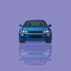 Sportive car vector Ilustration flat solid front view