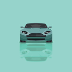 Sportive car vector Ilustration flat solid front view