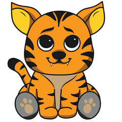 baby animal tiger cat in orange and black color