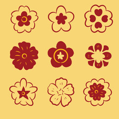 Lunar New Year illustration set, bacground,icon, ornamen. Chinese New Year,Happy New Year, congratulation