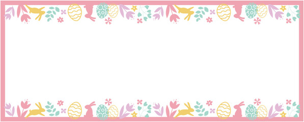 Happy easter decoration background. Easter elements decoration frame for event, invitation, background and banner design. Vector illustration.
