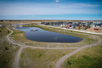 Fototapeta na wymiar Aerial view of Warman in Central Saskatchewan, Canada