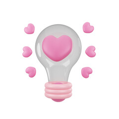 3d pink lamp with love illustration icon object