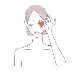 バレンタインデー　ショートカットの美しい女性