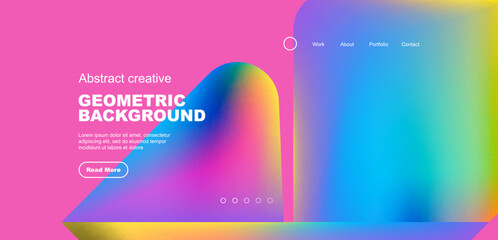 Liquid shapes with flowing gradient colors. Geometric circle round triangles. Vector illustration for wallpaper, banner, background, leaflet, catalog, cover, flyer