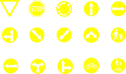 set of sketch vector illustration of traffic sign icon design on road
