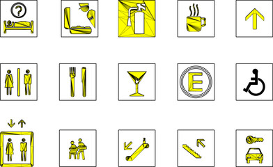 set of sketch vector illustration of rule sign icon design in public place