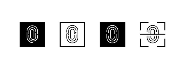 Set fingerprint scanning icon sign. fingerprint icon in black design - stock vector.