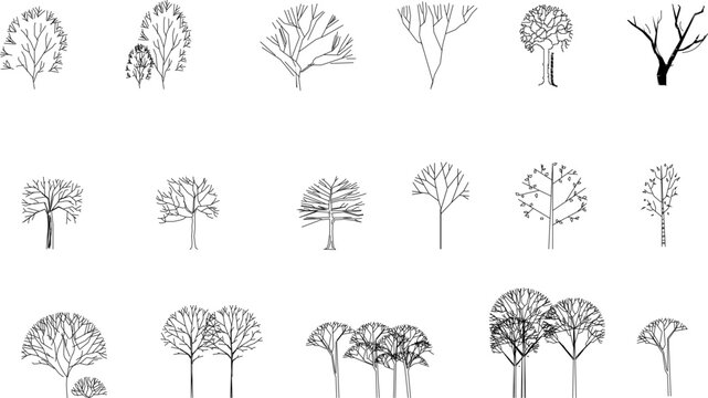 sketch vector illustration of a tree branch silhouette front view