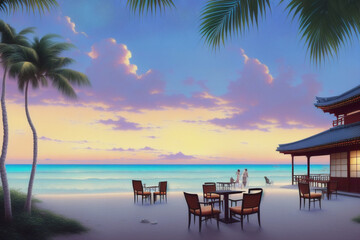 Fototapeta premium The peace full beach under sky