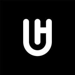 Initial letter UH or H logo template with geometric line art illustration in flat design monogram symbol