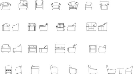Fototapeta na wymiar set of icons sketch vector illustration of minimalist classic bed interior