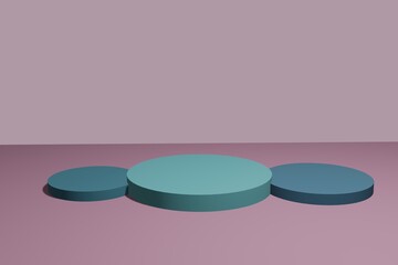 3D render Podium design with light pink background. 