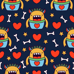Doodle monster cartoon pattern illustration