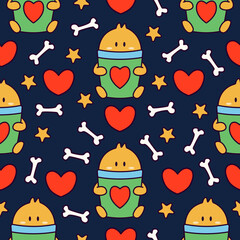 Doodle monster cartoon pattern illustration
