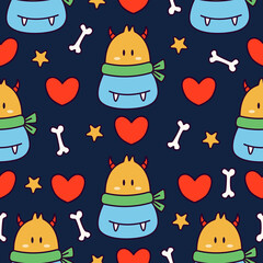 Doodle monster cartoon pattern illustration