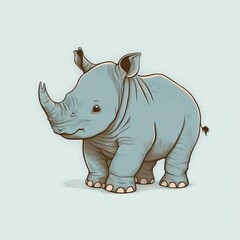 Fototapeta premium Cute rhinoceros hand drawn by kid (generative AI)
