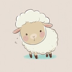 Obraz premium Cute sheep hand drawn by kid (generative AI)