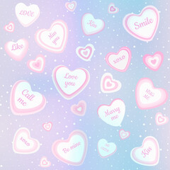 Pink candy hearts seamless pattern