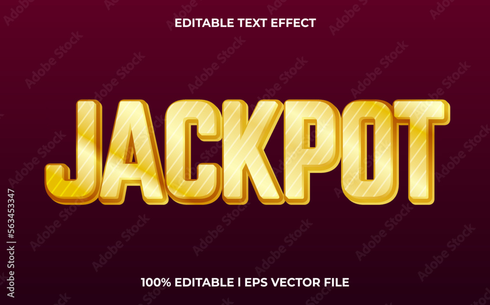 Wall mural jackpot editable text effect, lettering typography font style, golden 3d text for tittle